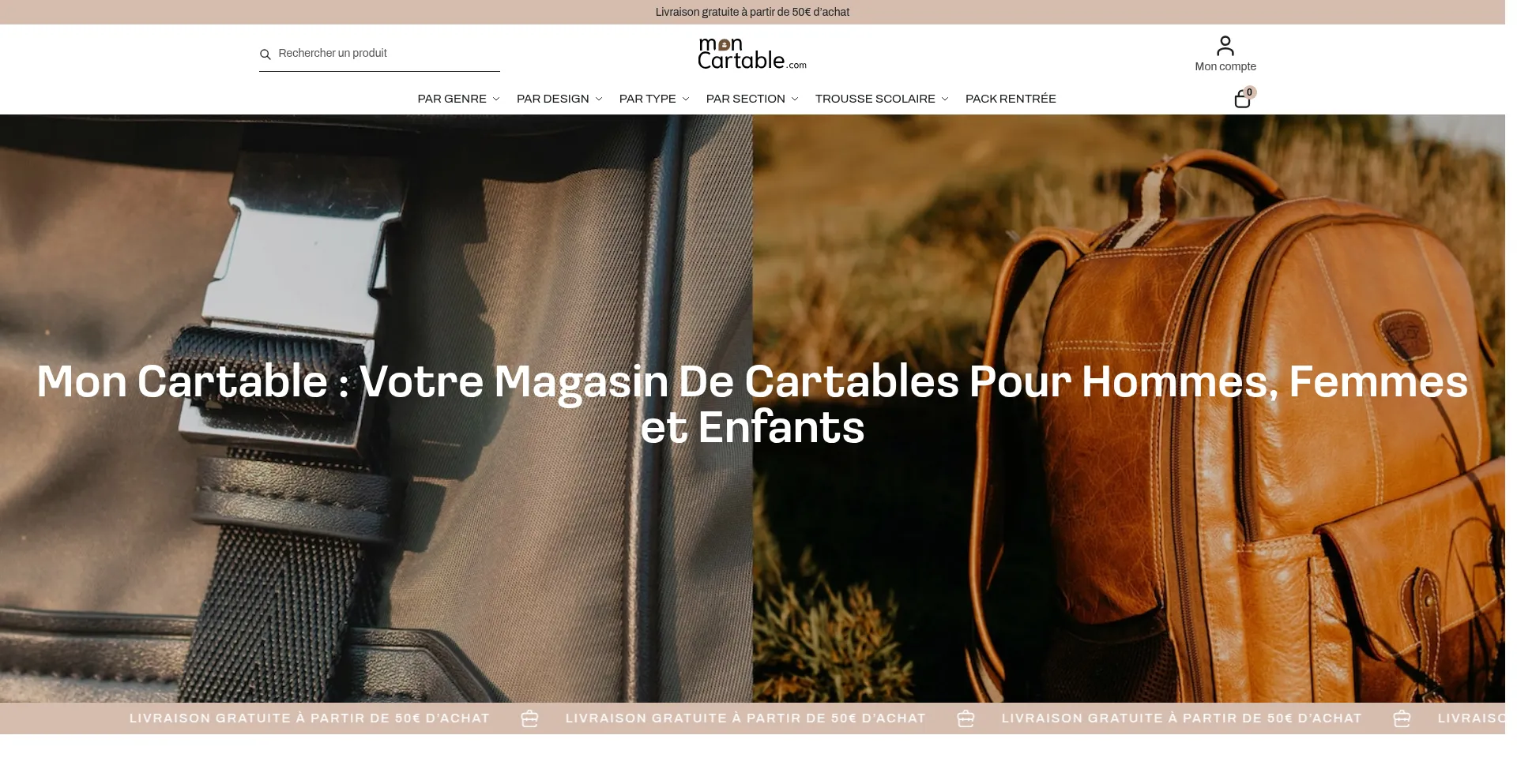 Website screenshot of Mon-cartable.com