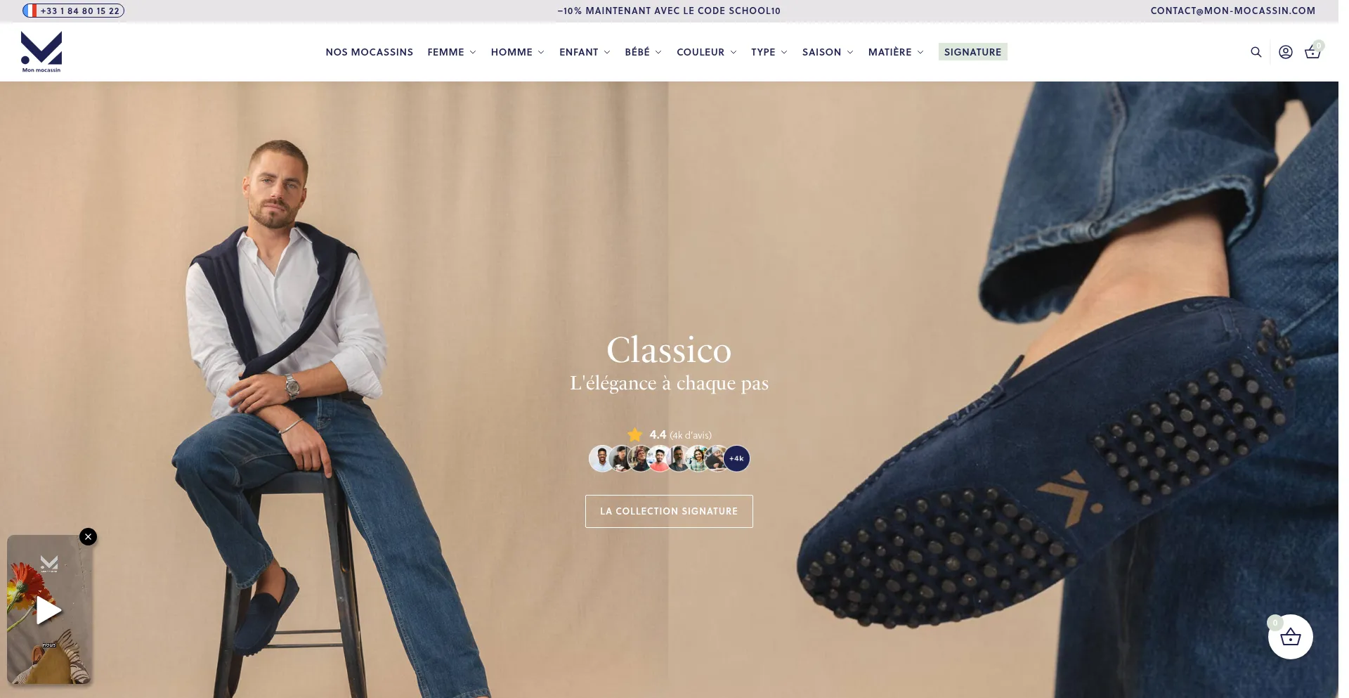 Website screenshot of Mon-mocassin.com