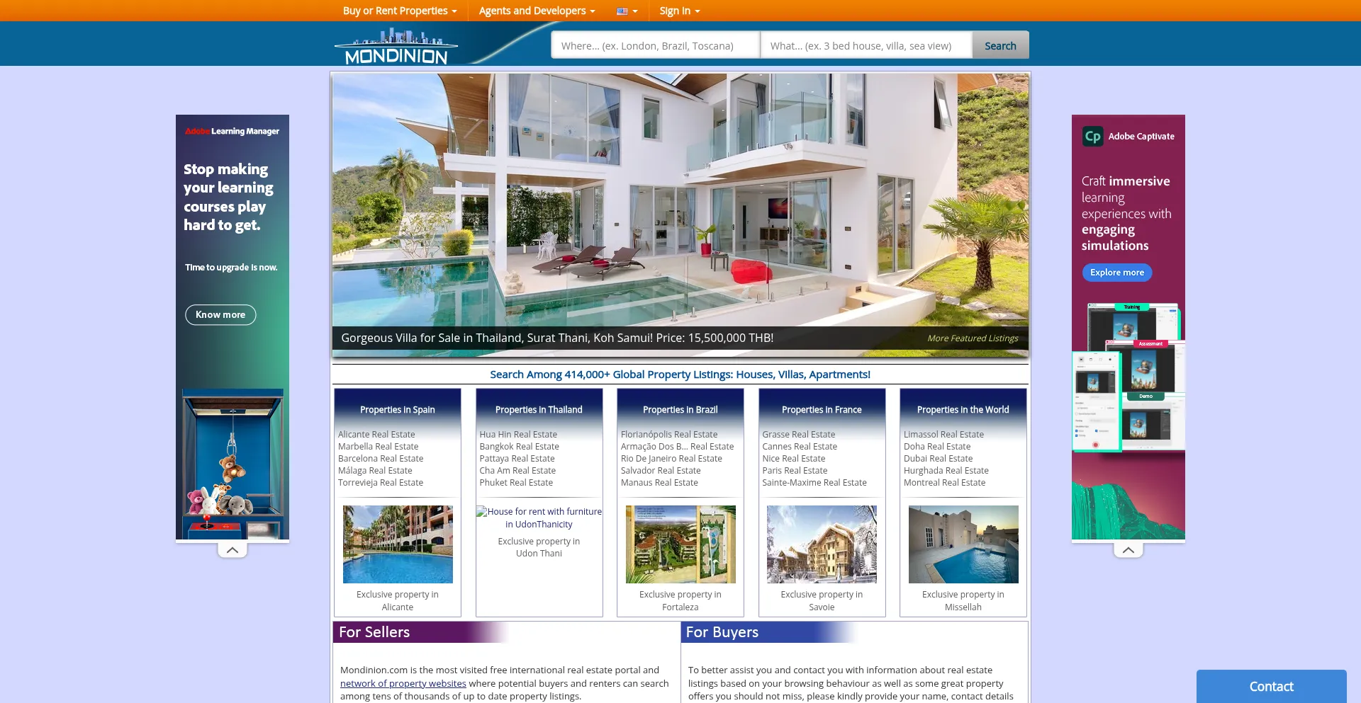 Website screenshot of Mondinion.com