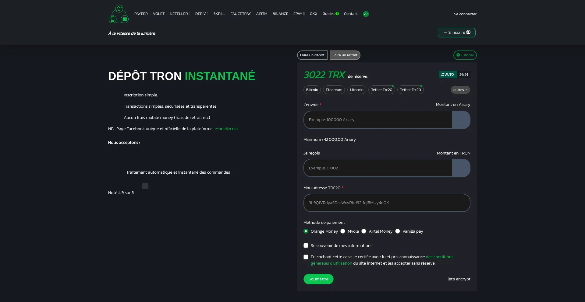Website screenshot of Moneiko.net