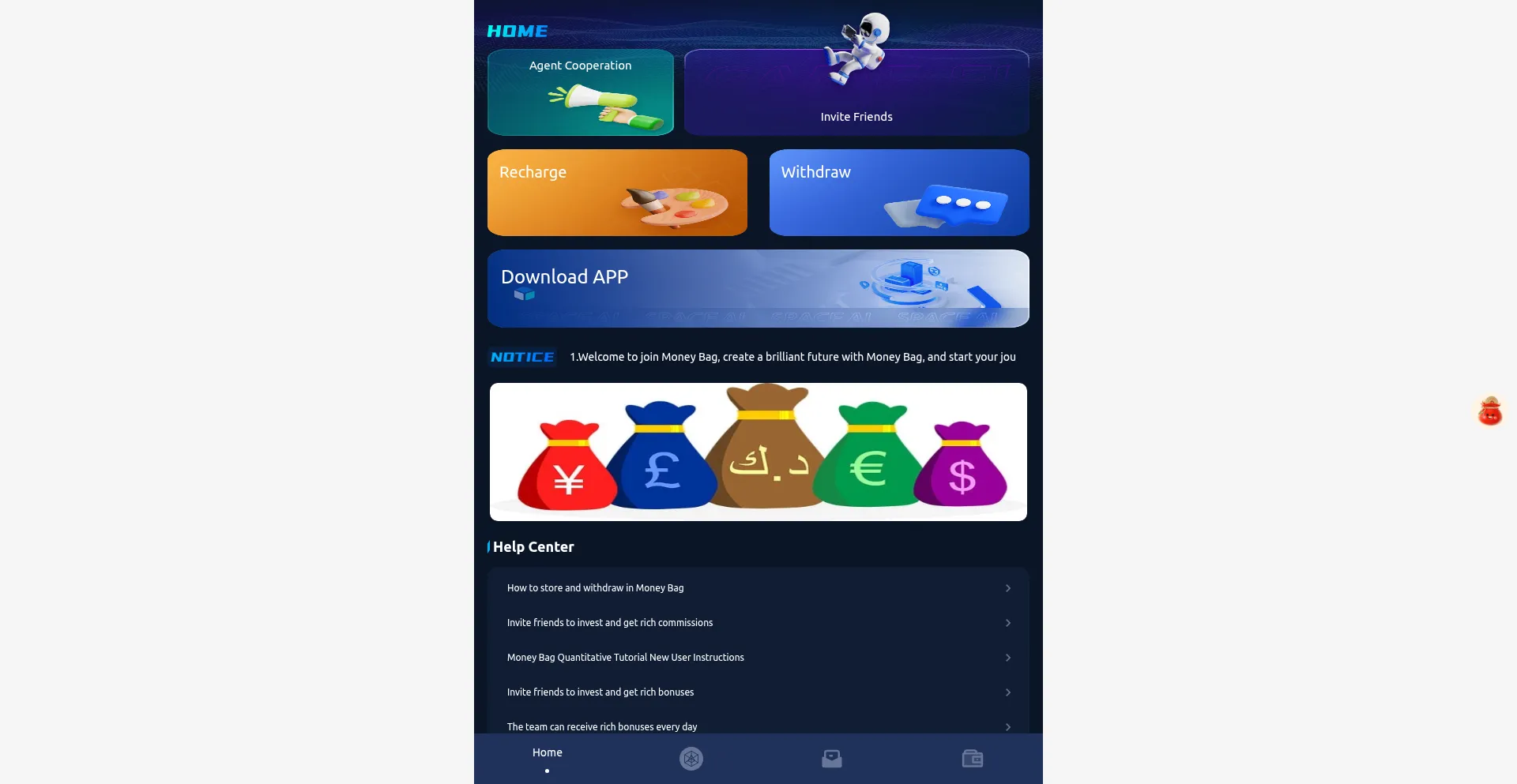 Website screenshot of Money-ai.biz