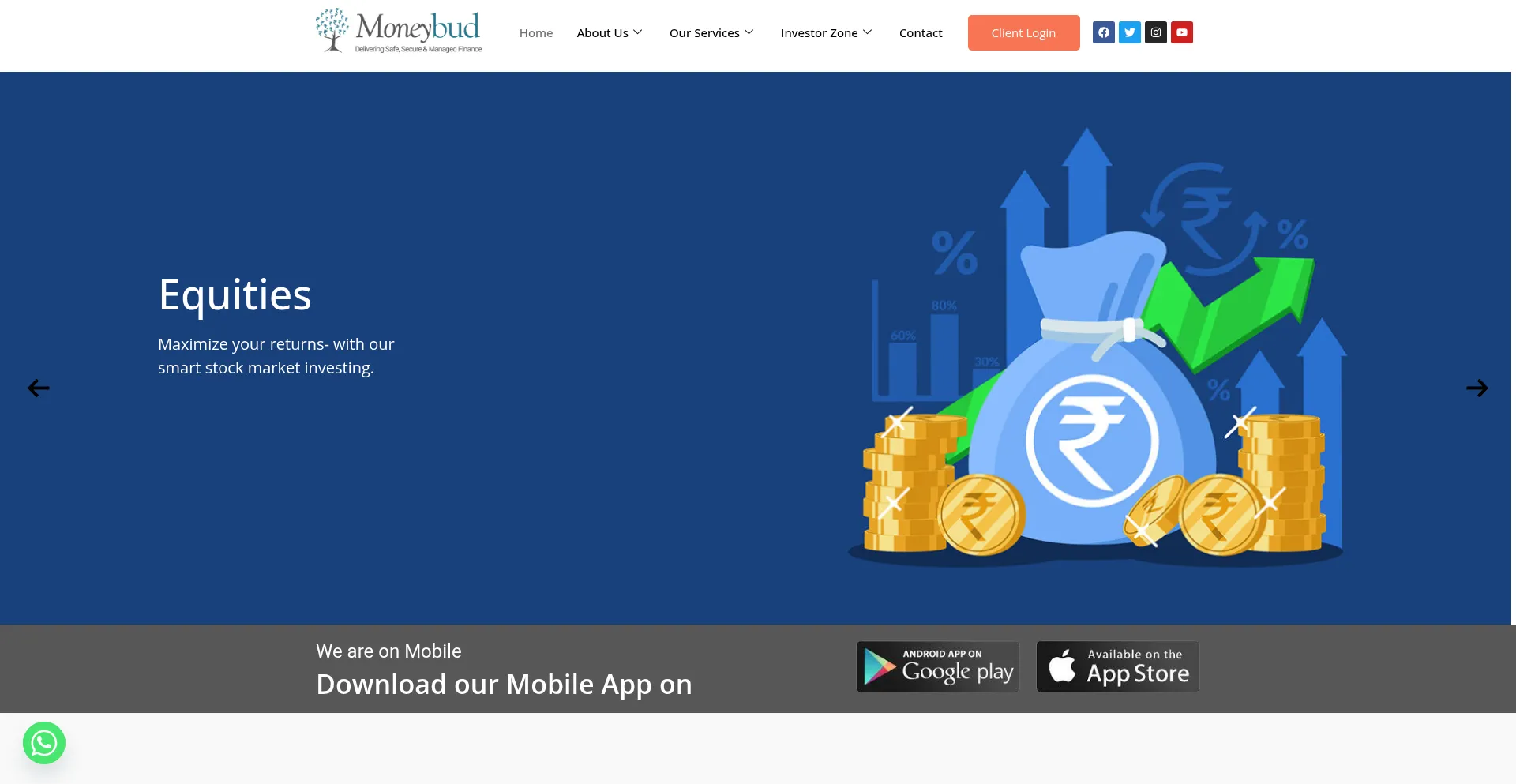 Website screenshot of Moneybud.in