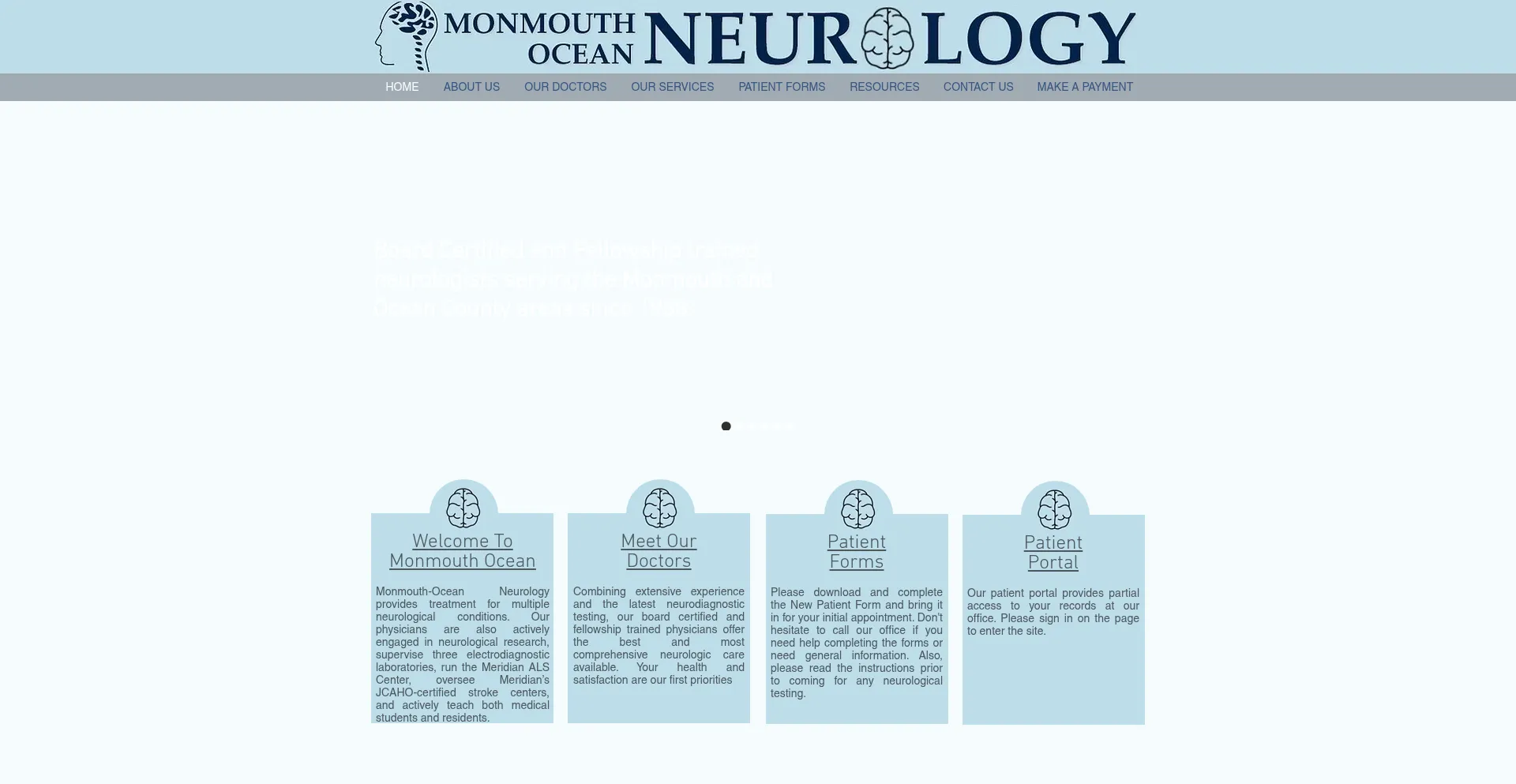 Website screenshot of Monmouthoceanneurology.com