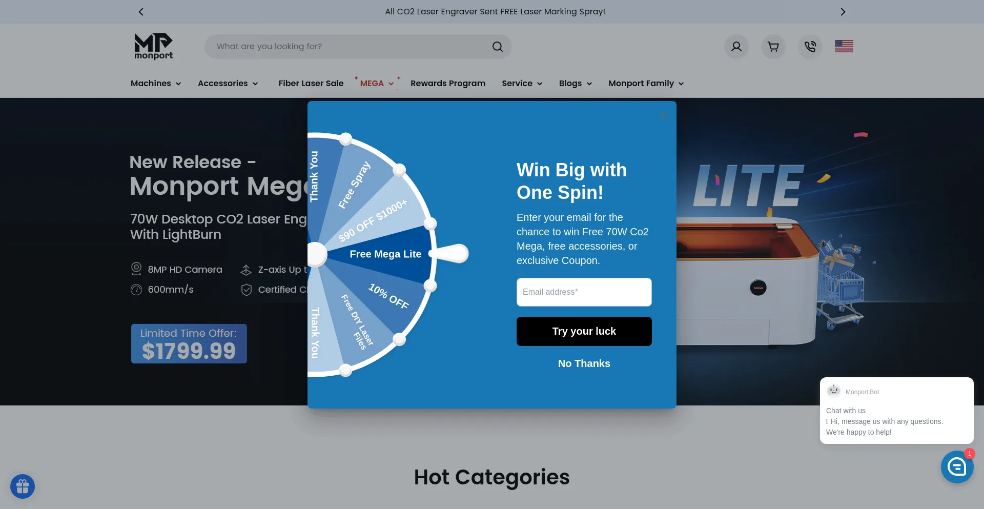 Website screenshot of Monportlaser.com
