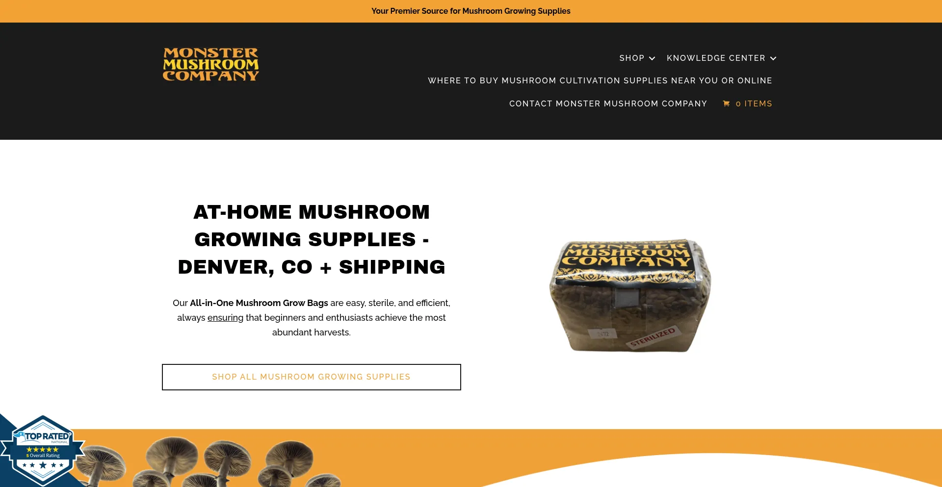 Website screenshot of Monstermushrooms.com
