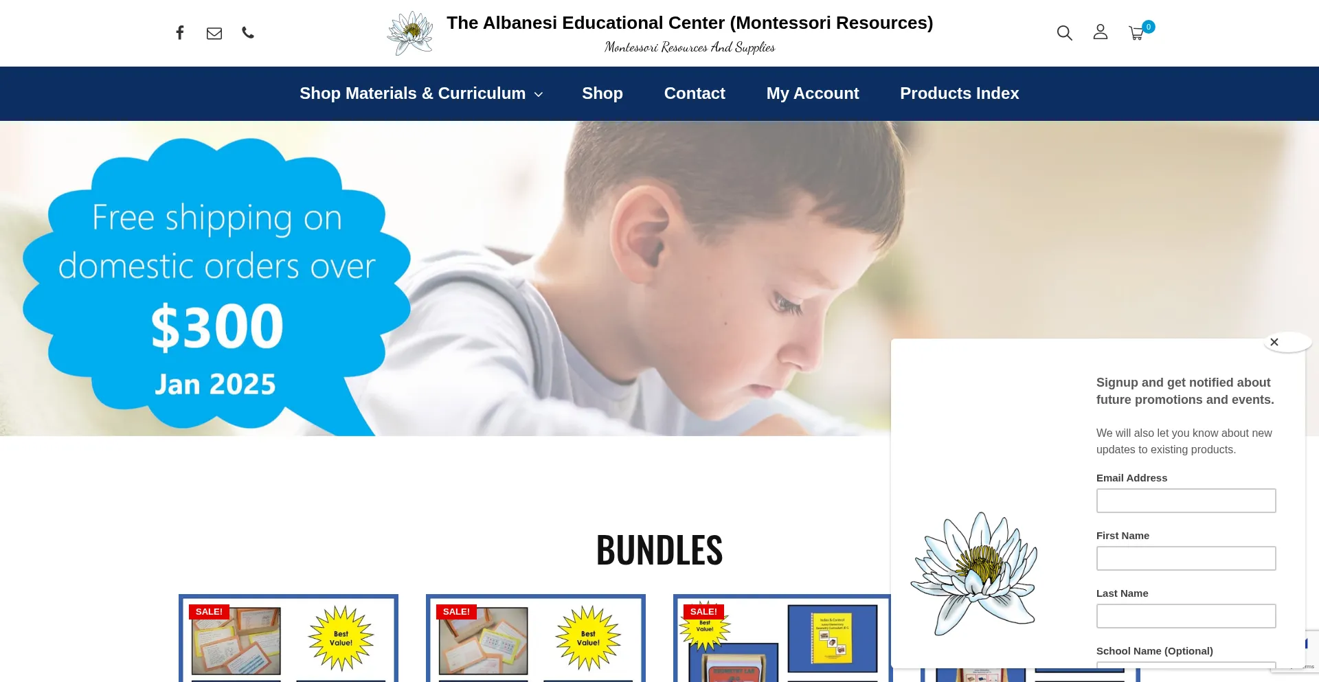Website screenshot of Montessoriresources.com