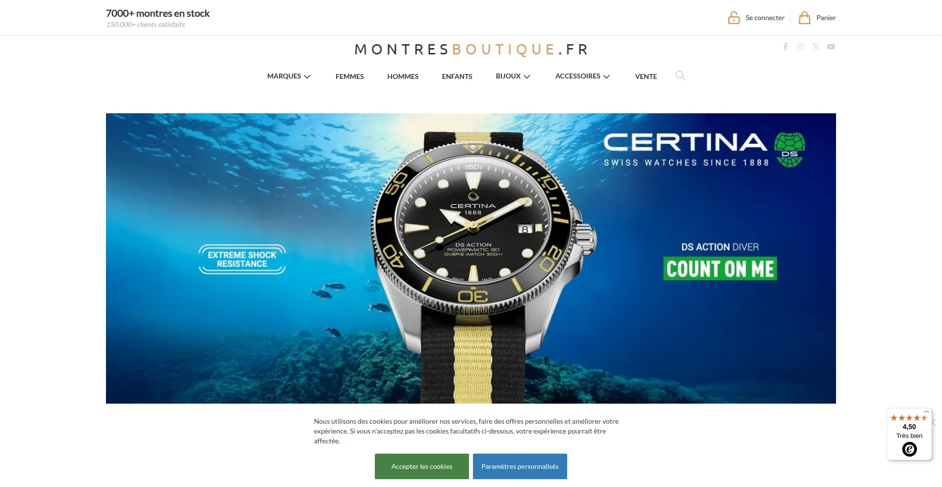 Website screenshot of Montresboutique.fr