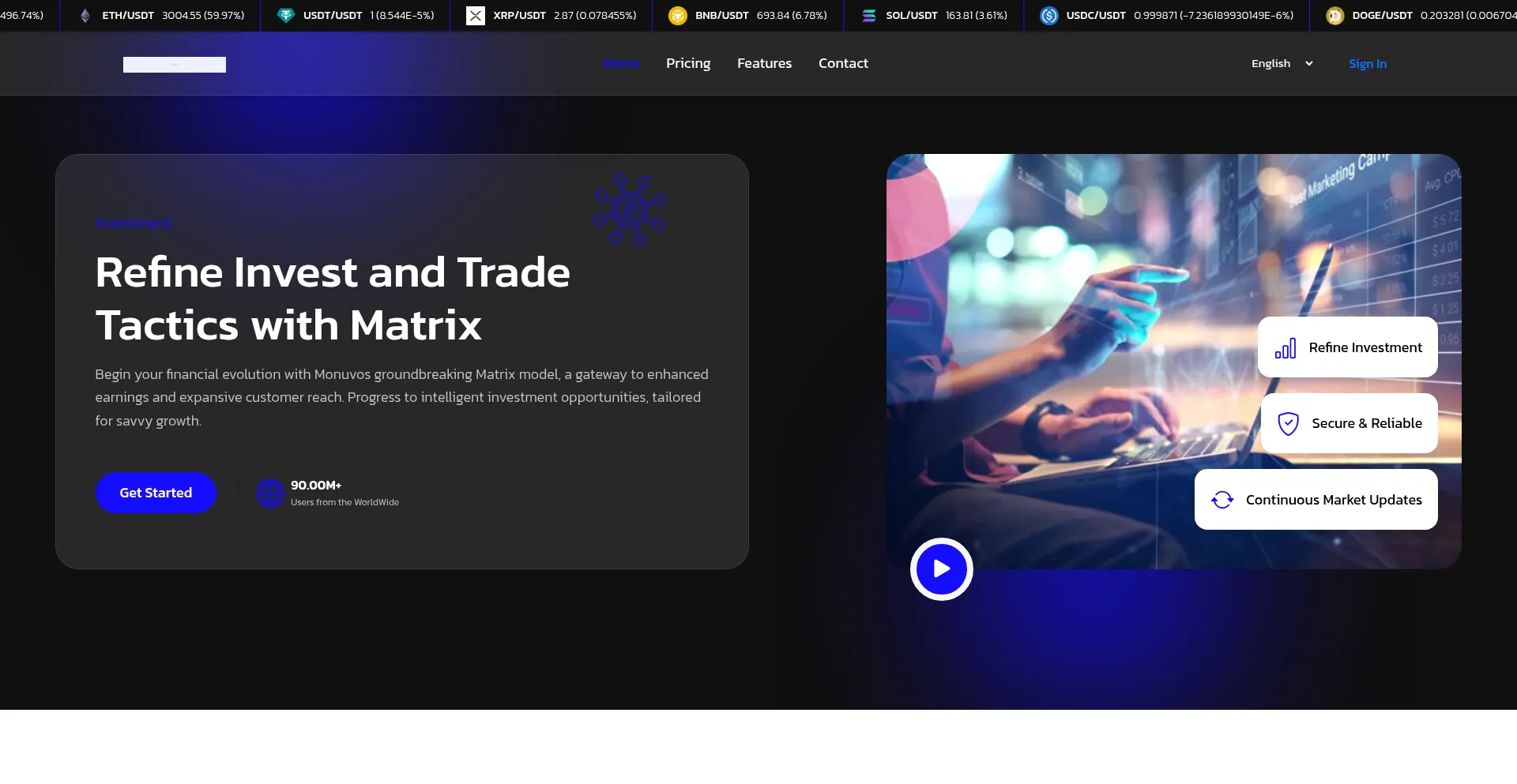 Website screenshot of Monuvos.com