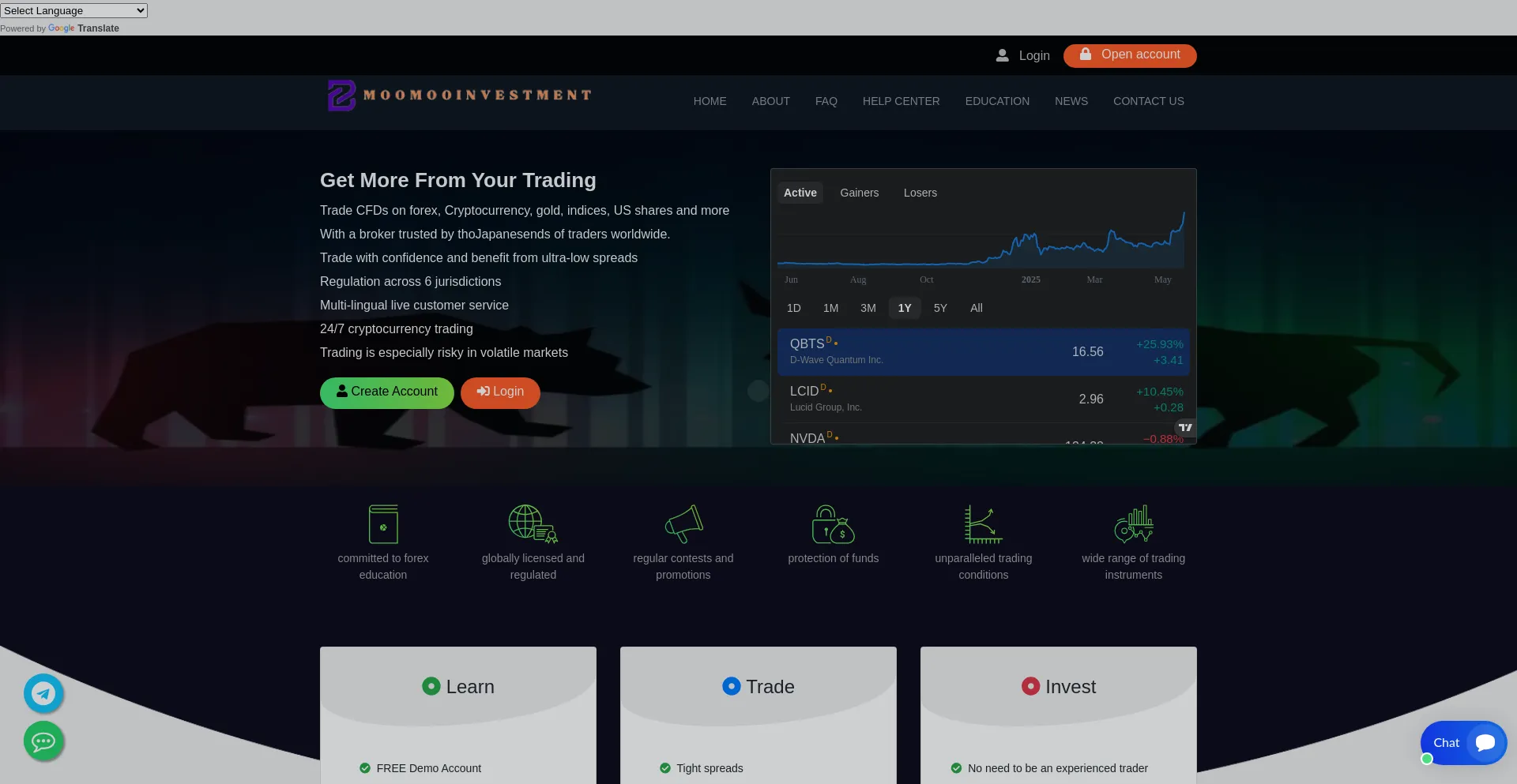 Website screenshot of Moomooinvestment.com