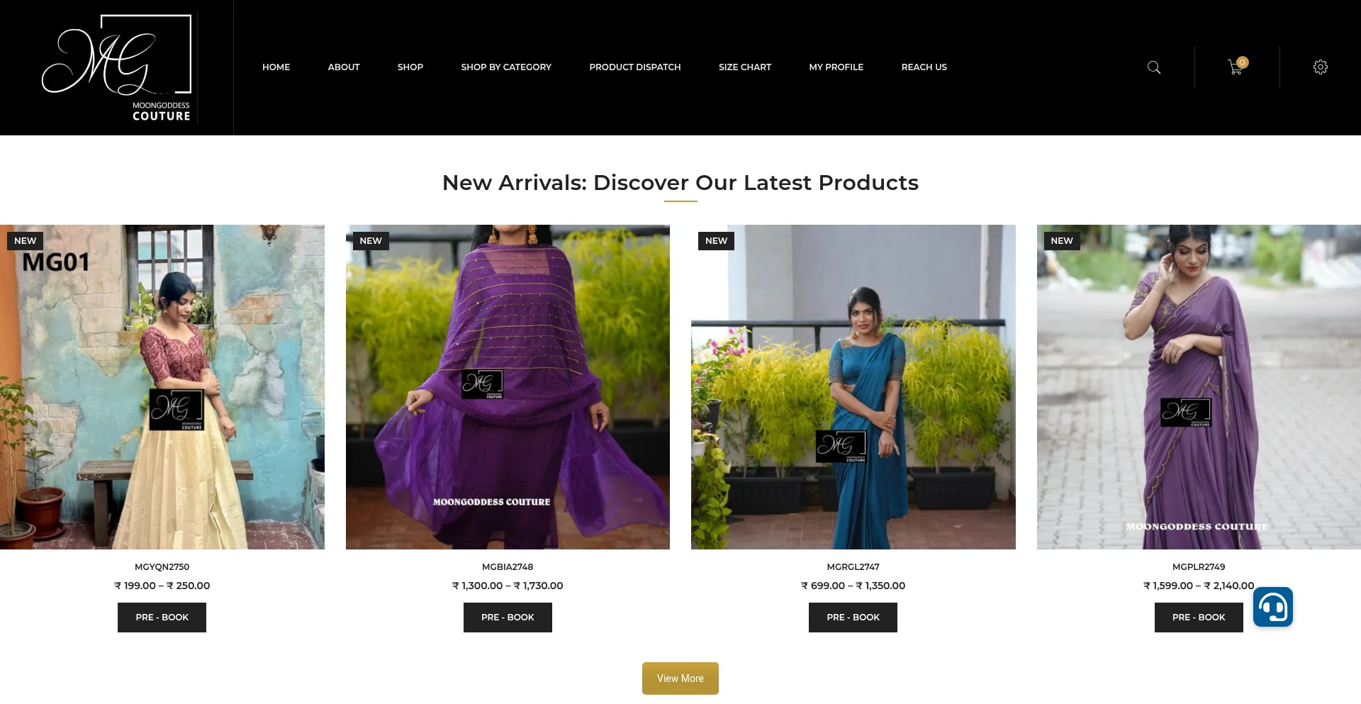Website screenshot of Moongoddesscouture.com