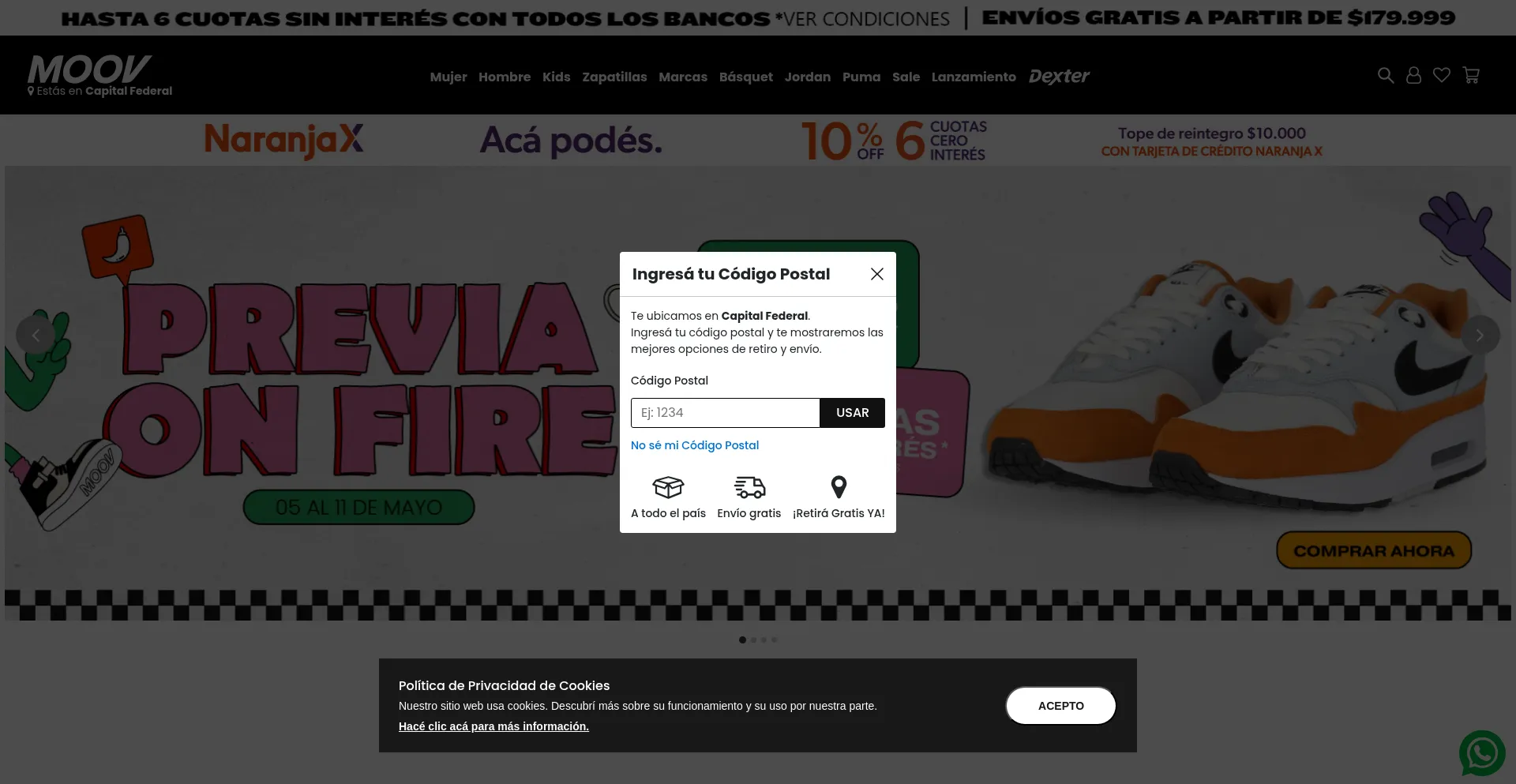 Website screenshot of Moov.com.ar
