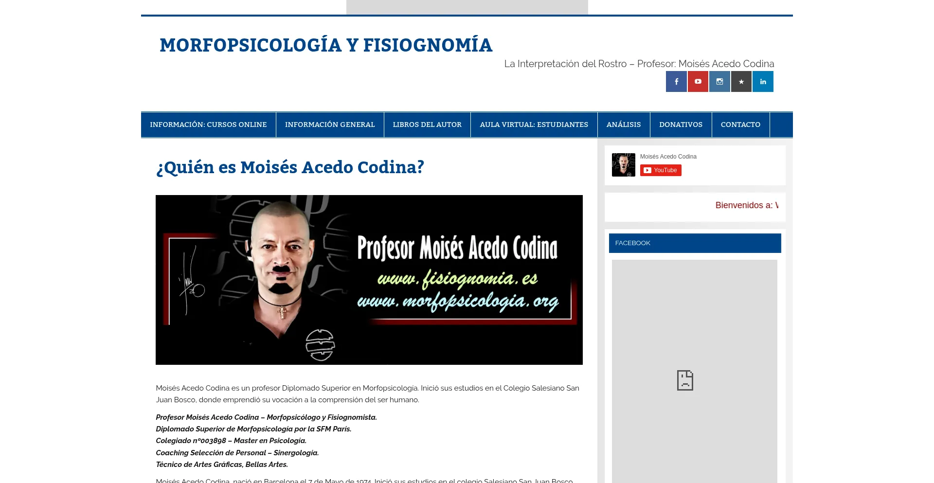Website screenshot of Morfopsicologia.org