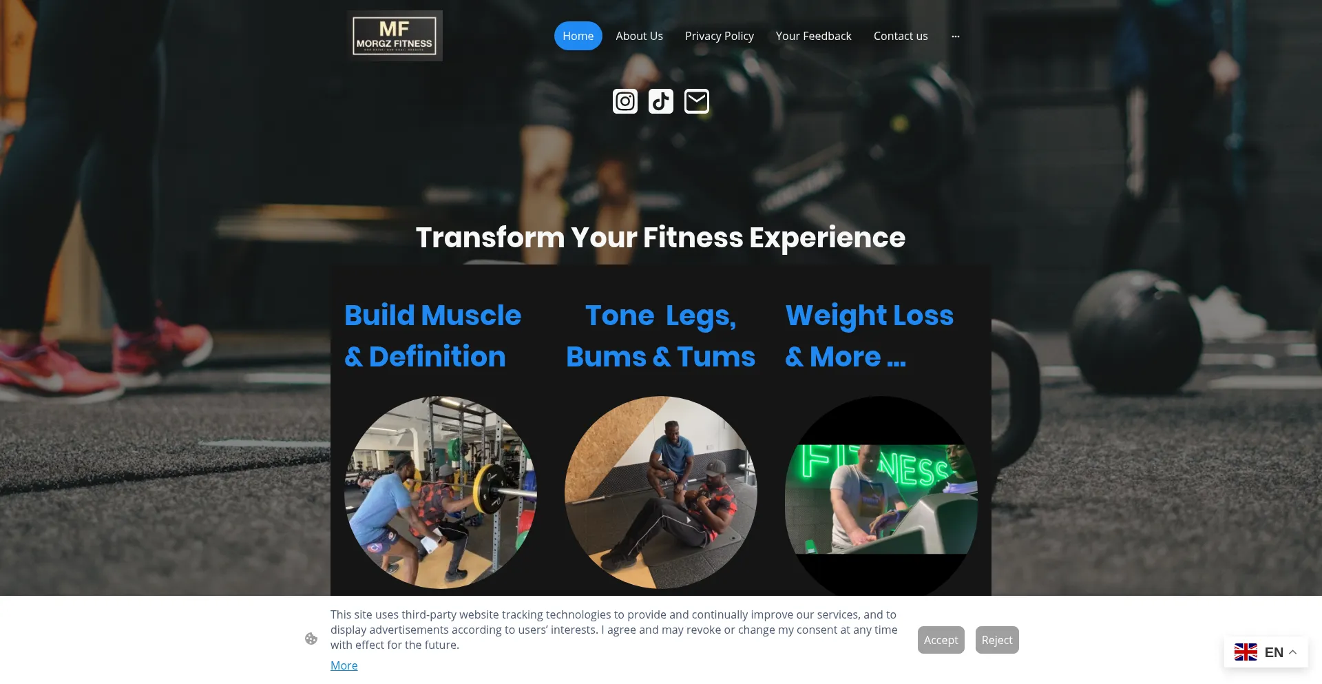 Website screenshot of Morgzfitness.com