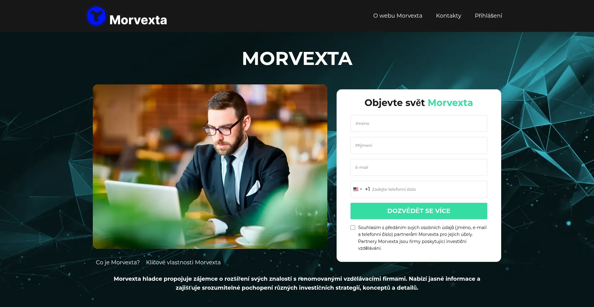 Website screenshot of Morvexta.com