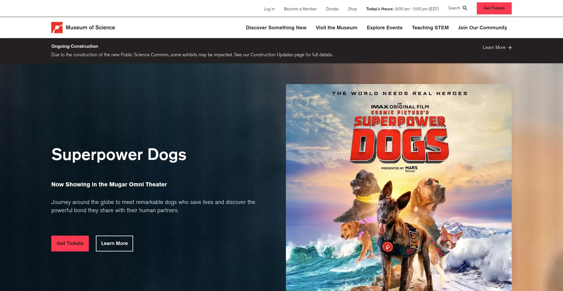 Website screenshot of Mos.org