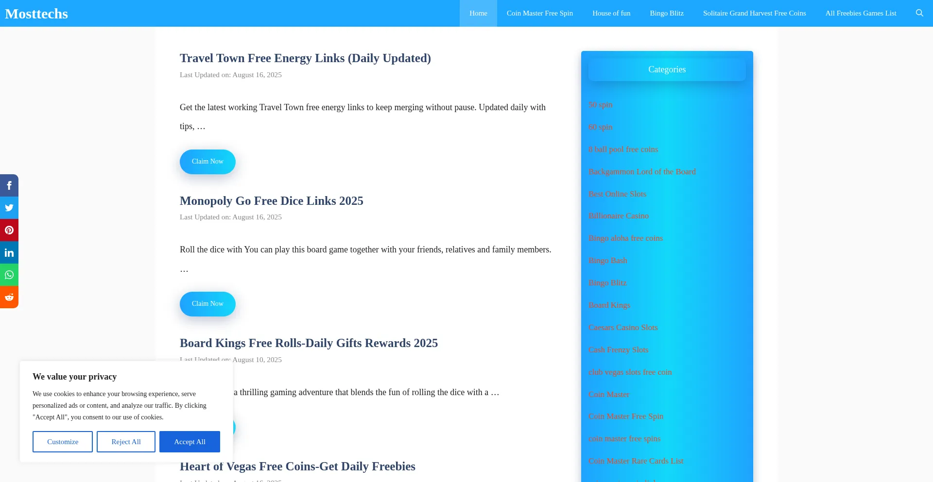 Website screenshot of Mosttechs.com