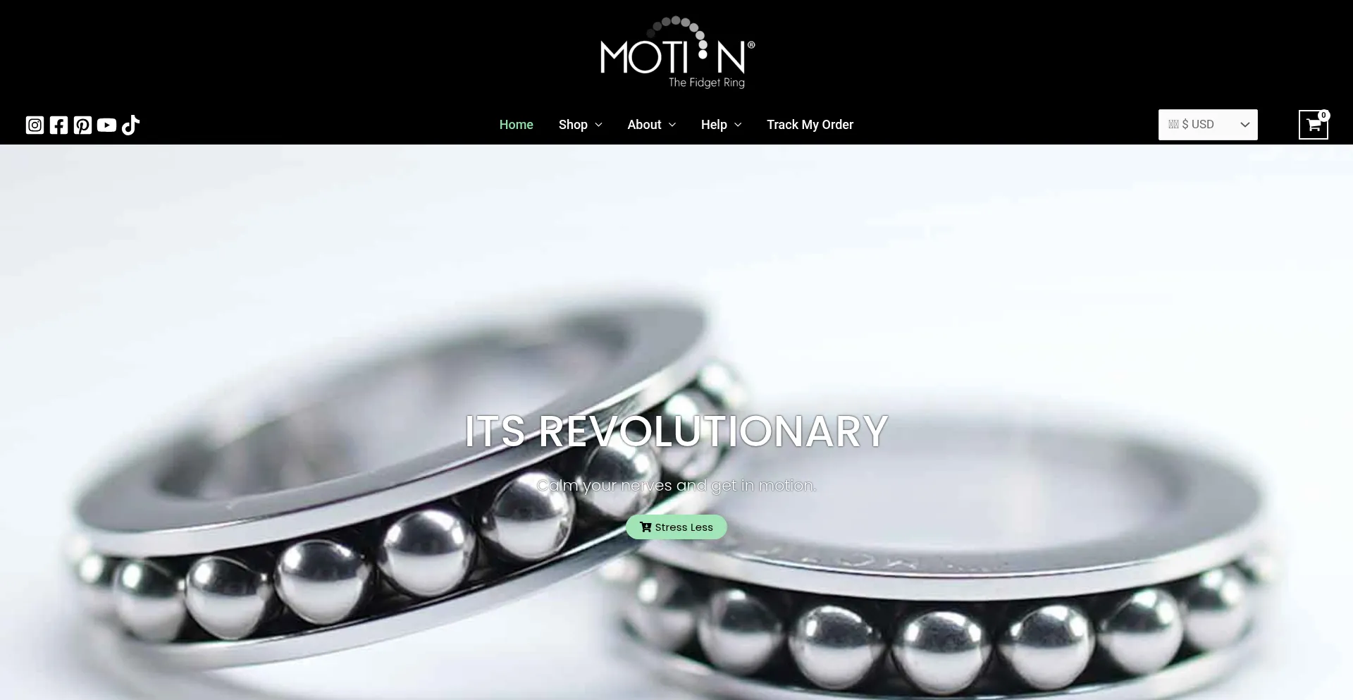 Website screenshot of Motionfidgetring.com