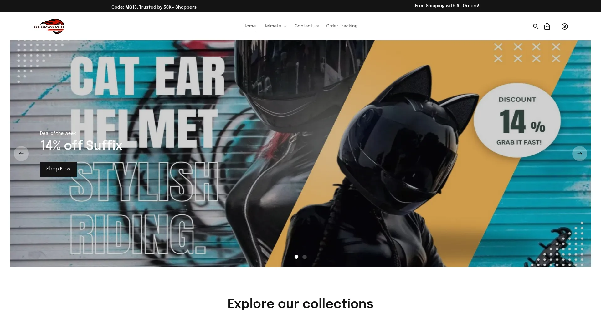 Website screenshot of Motogearworld.com