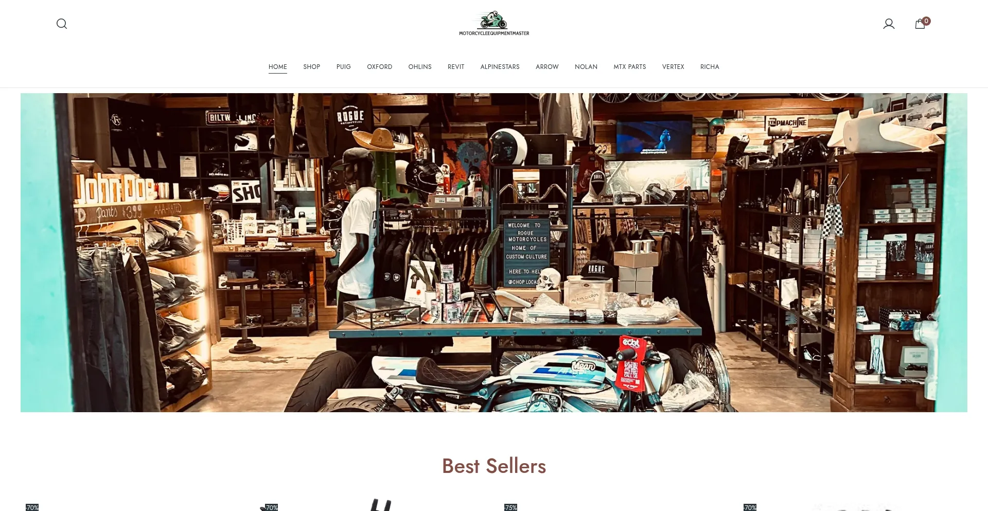 Website screenshot of Motorcycleequipmentmaster.com