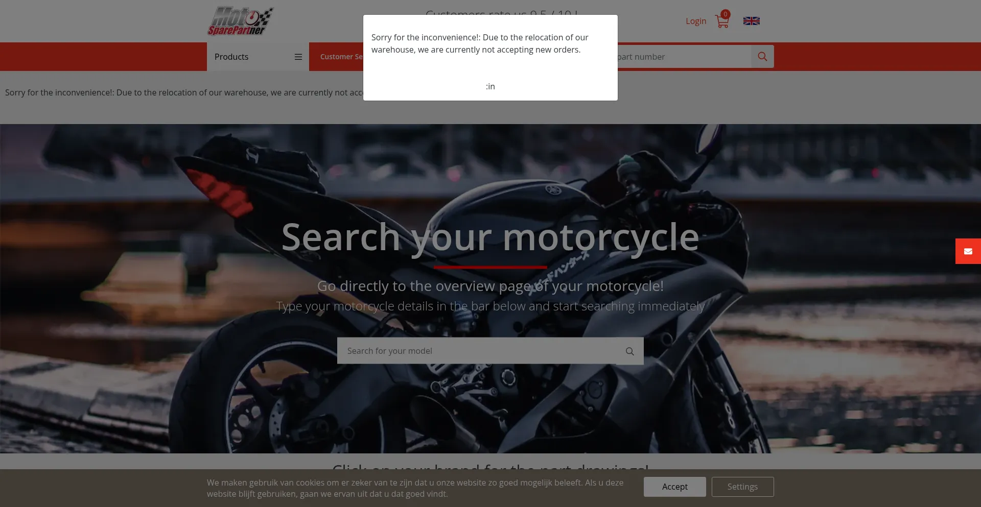 Website screenshot of Motosparepartner.com