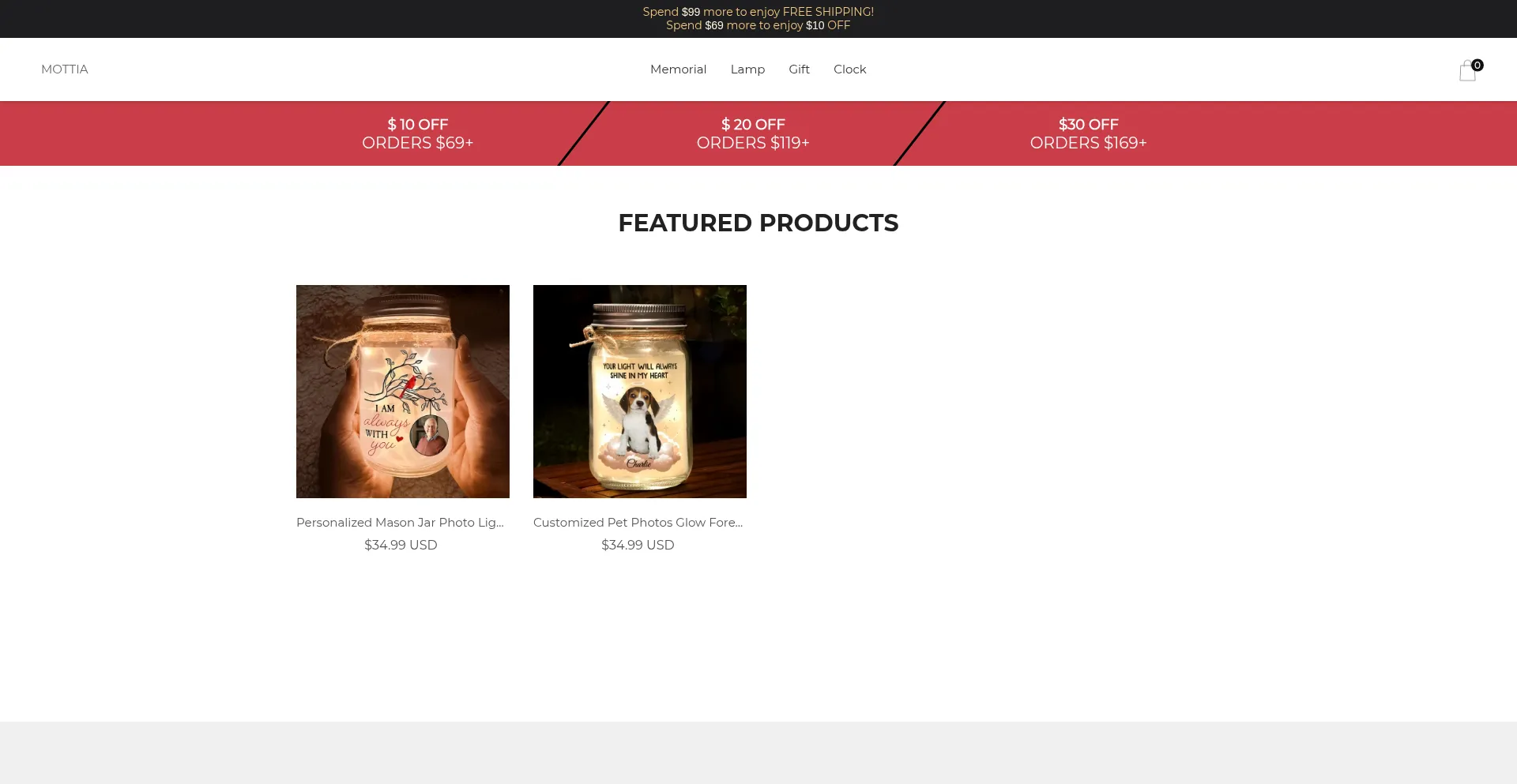 Website screenshot of Mottia.com
