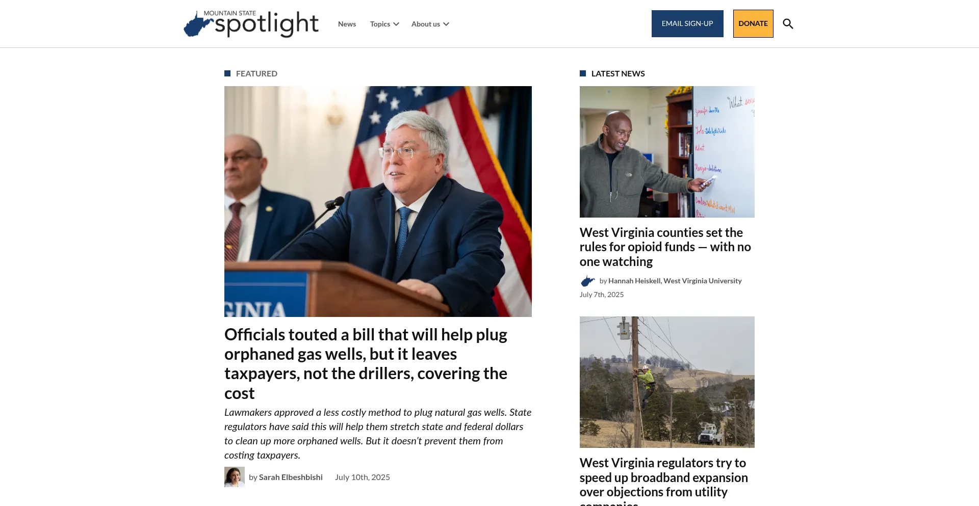 Website screenshot of Mountainstatespotlight.org