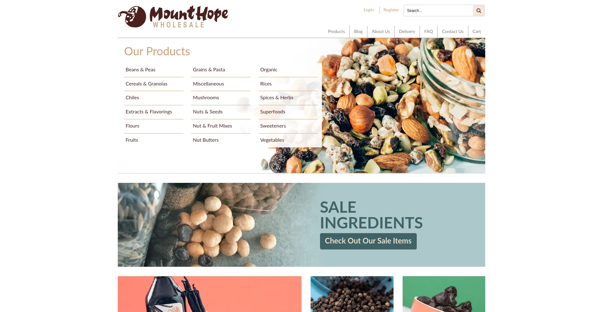 Website screenshot of Mounthopewholesale.com