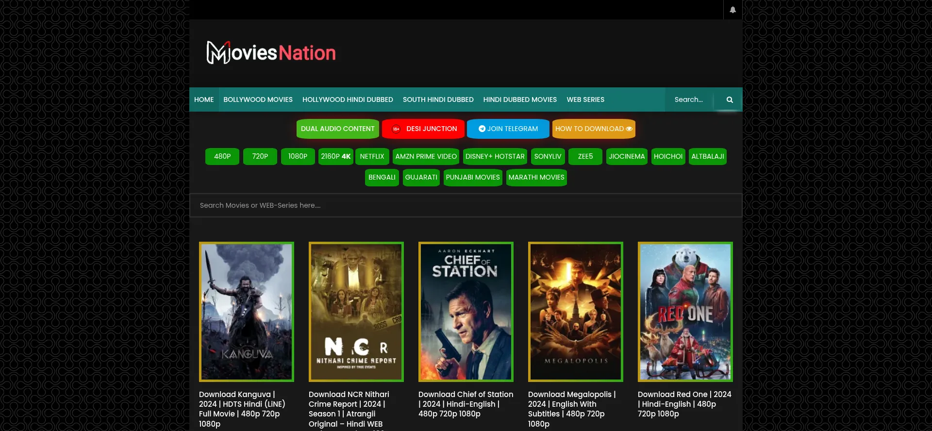 Website screenshot of Moviesnation.gay