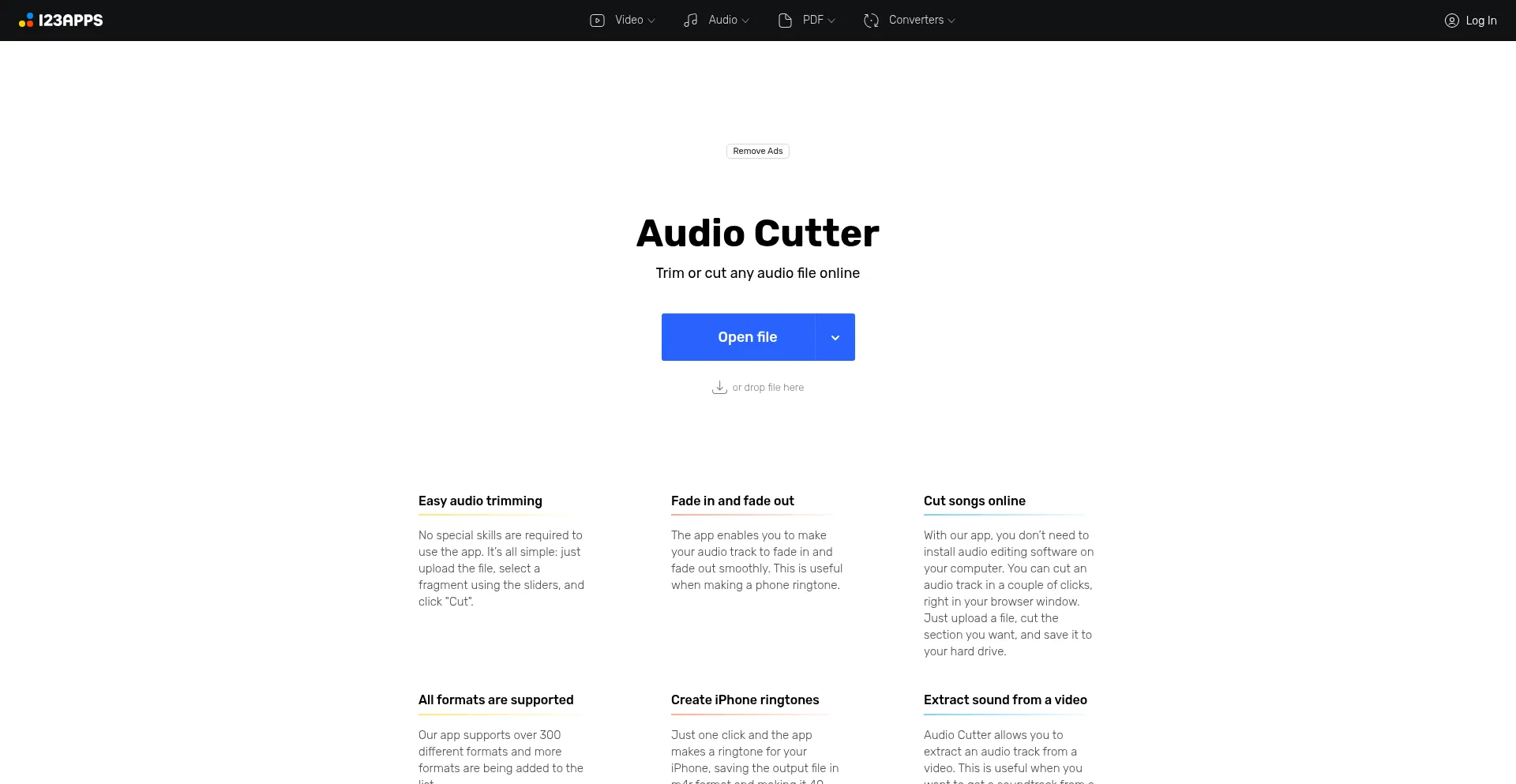 Website screenshot of Mp3cut.net
