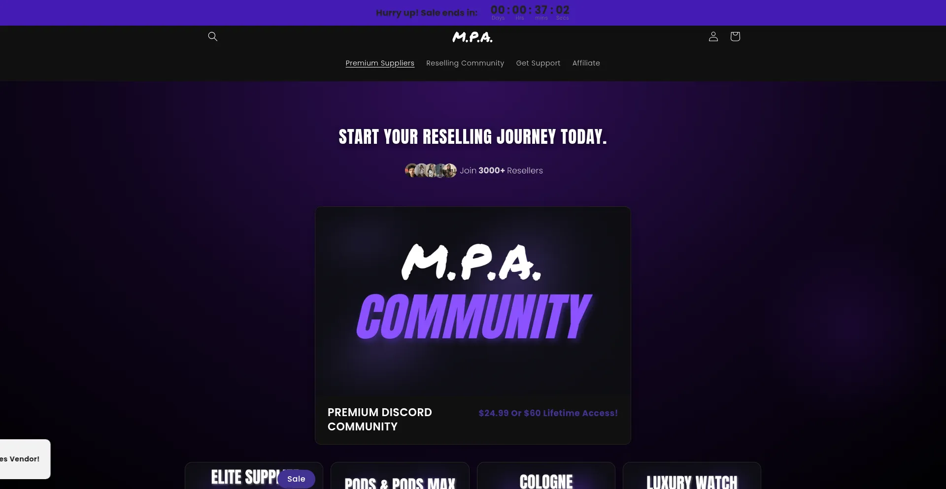 Website screenshot of Mparesellz.com