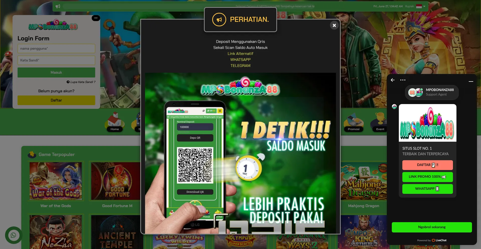 Website screenshot of Mpobnz88gacor.cyou