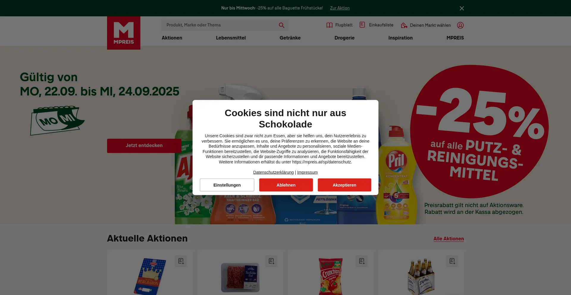 Mpreis.at Screenshot