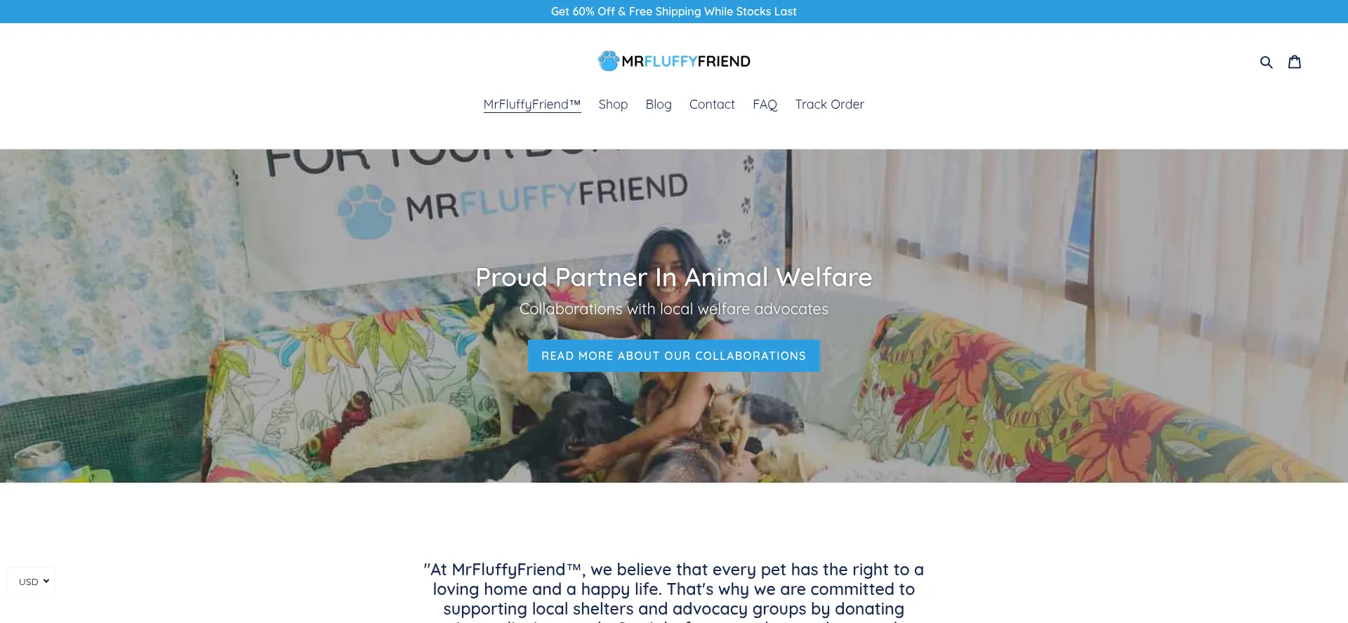 Website screenshot of Mrfluffyfriend.com