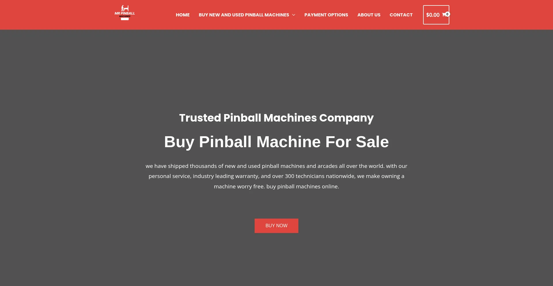 Website screenshot of Mrpinballmachines.com