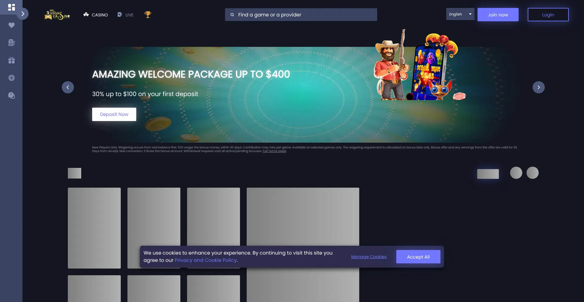 regulated new player bonus from Mr Vegas Casino
