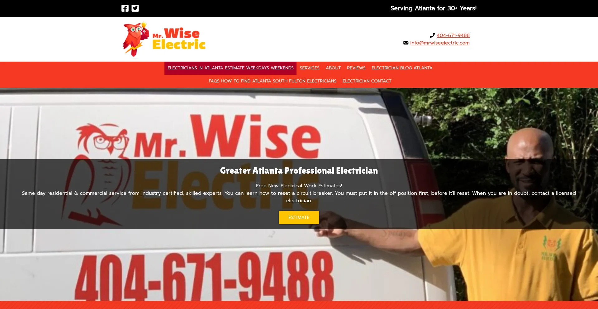 Website screenshot of Mrwiseelectric.com