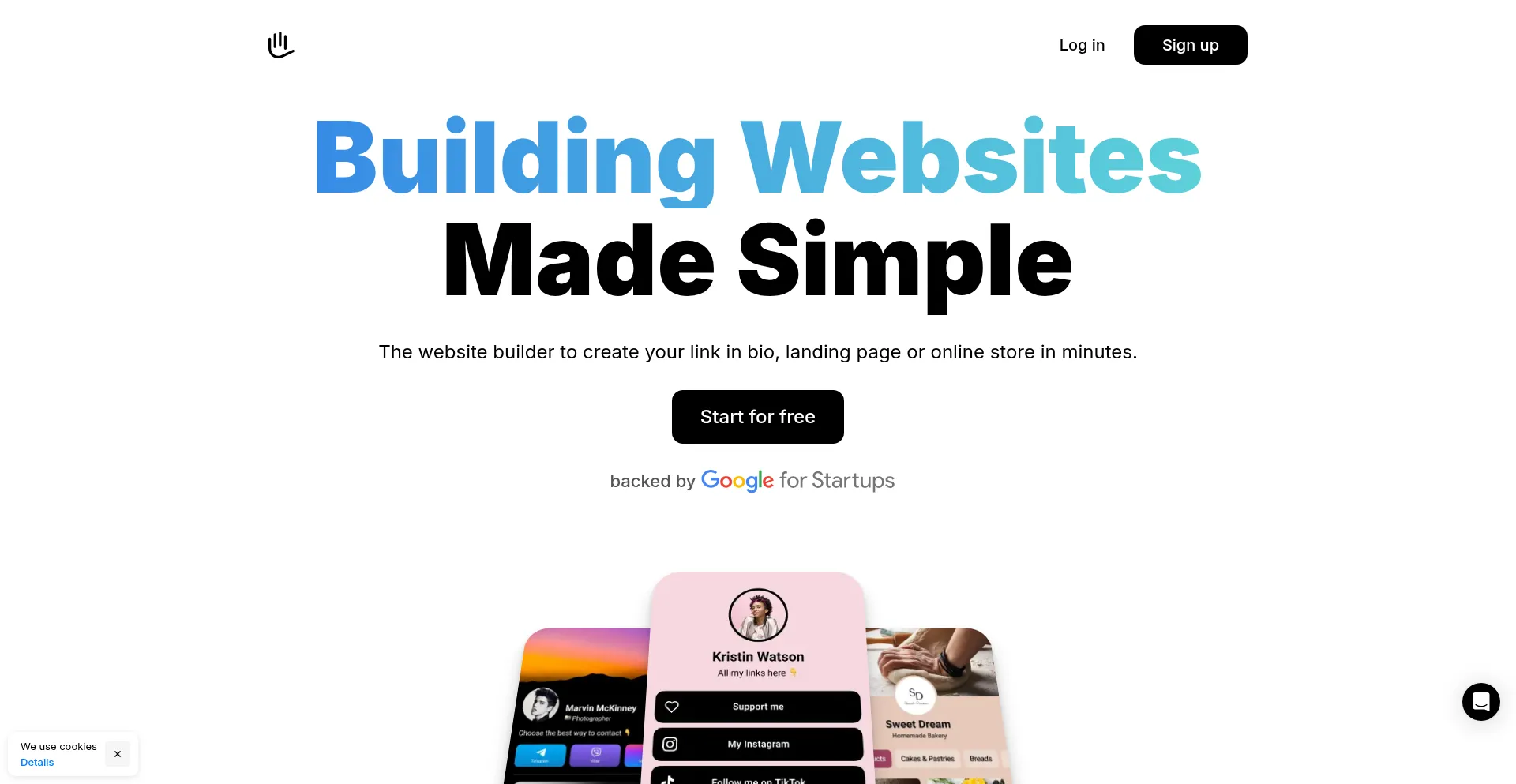 Website screenshot of Mssg.me