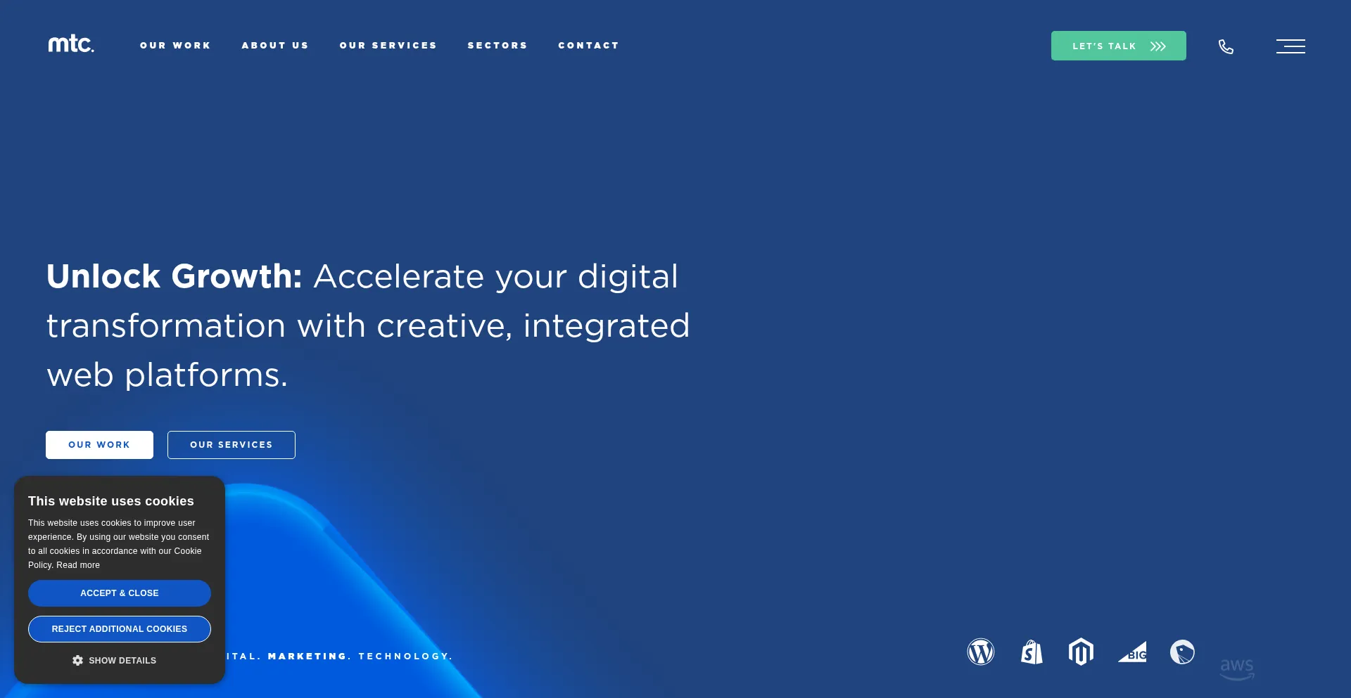 Website screenshot of Mtc.co.uk