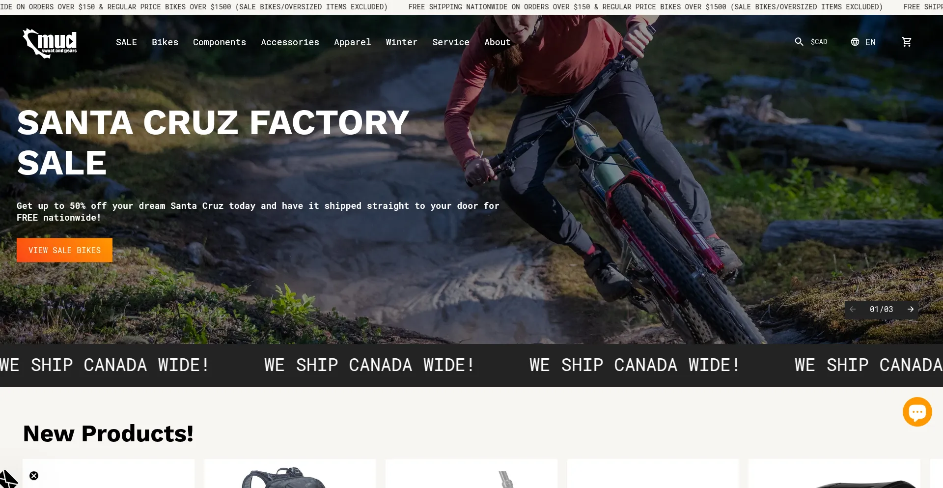 Website screenshot of Mudsweatandgears.ca