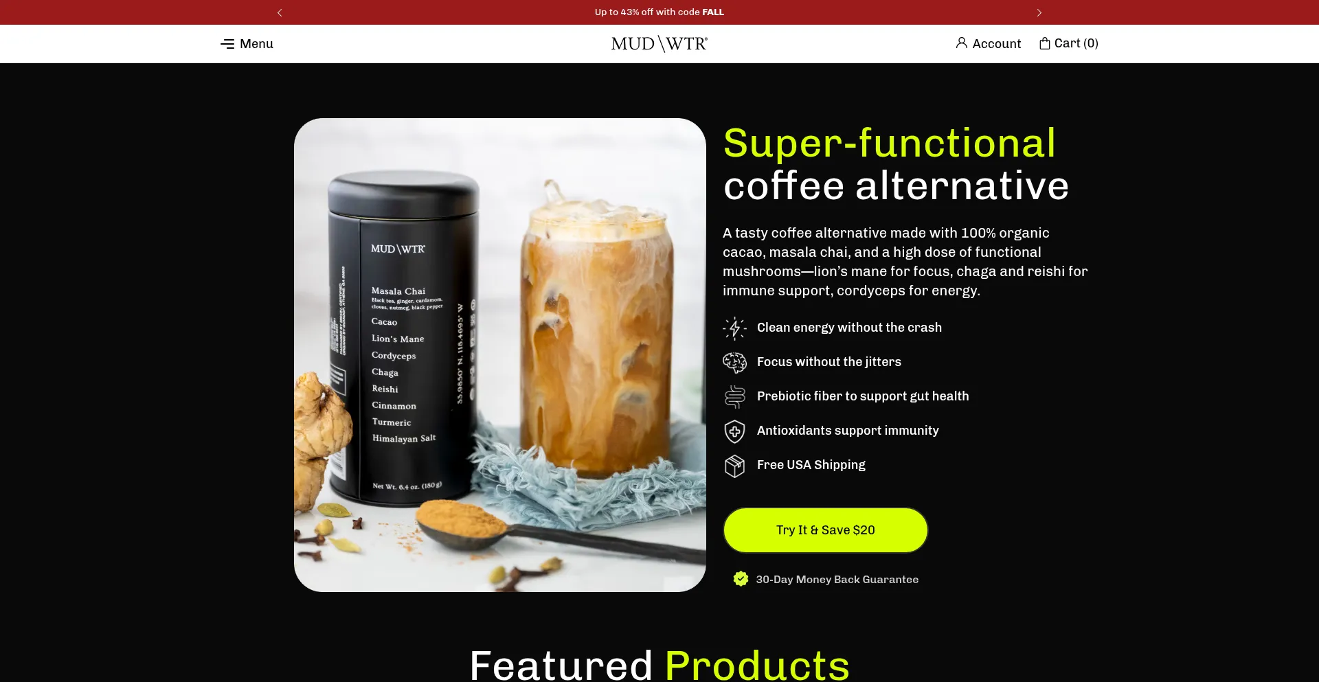 Website screenshot of Mudwtr.com