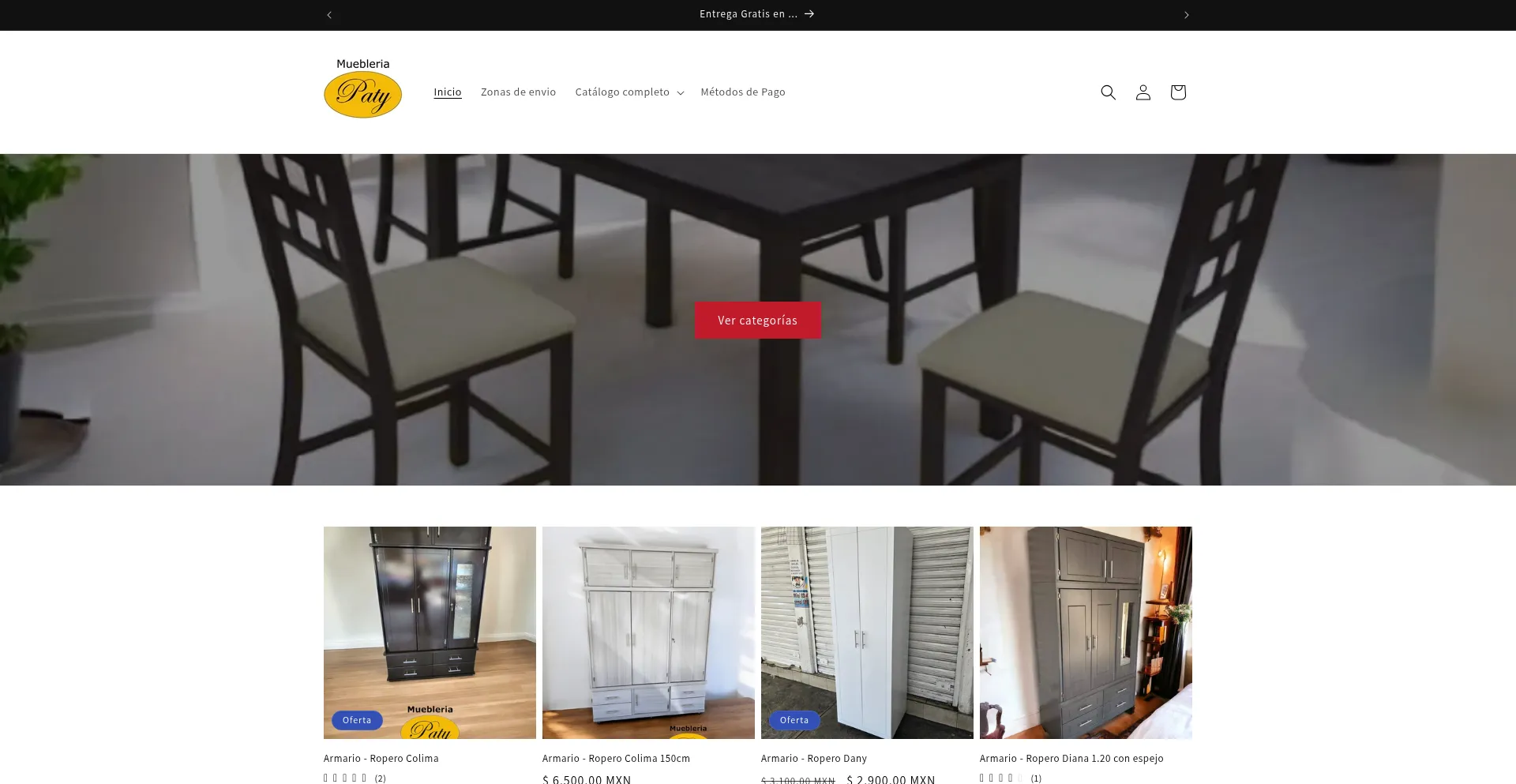Website screenshot of Mueblespaty.com