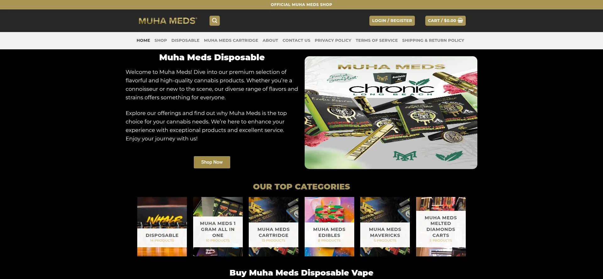 Website screenshot of Muha-meds.com