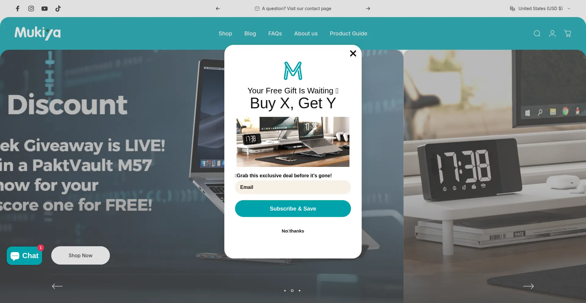 Website screenshot of Mukiya.com