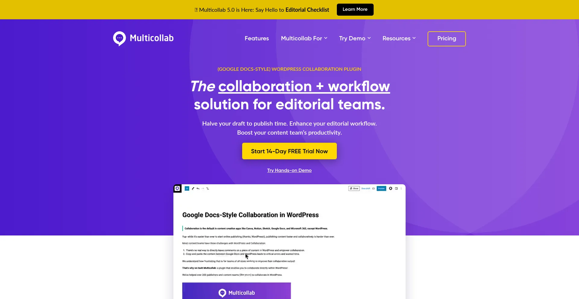 Website screenshot of Multicollab.com