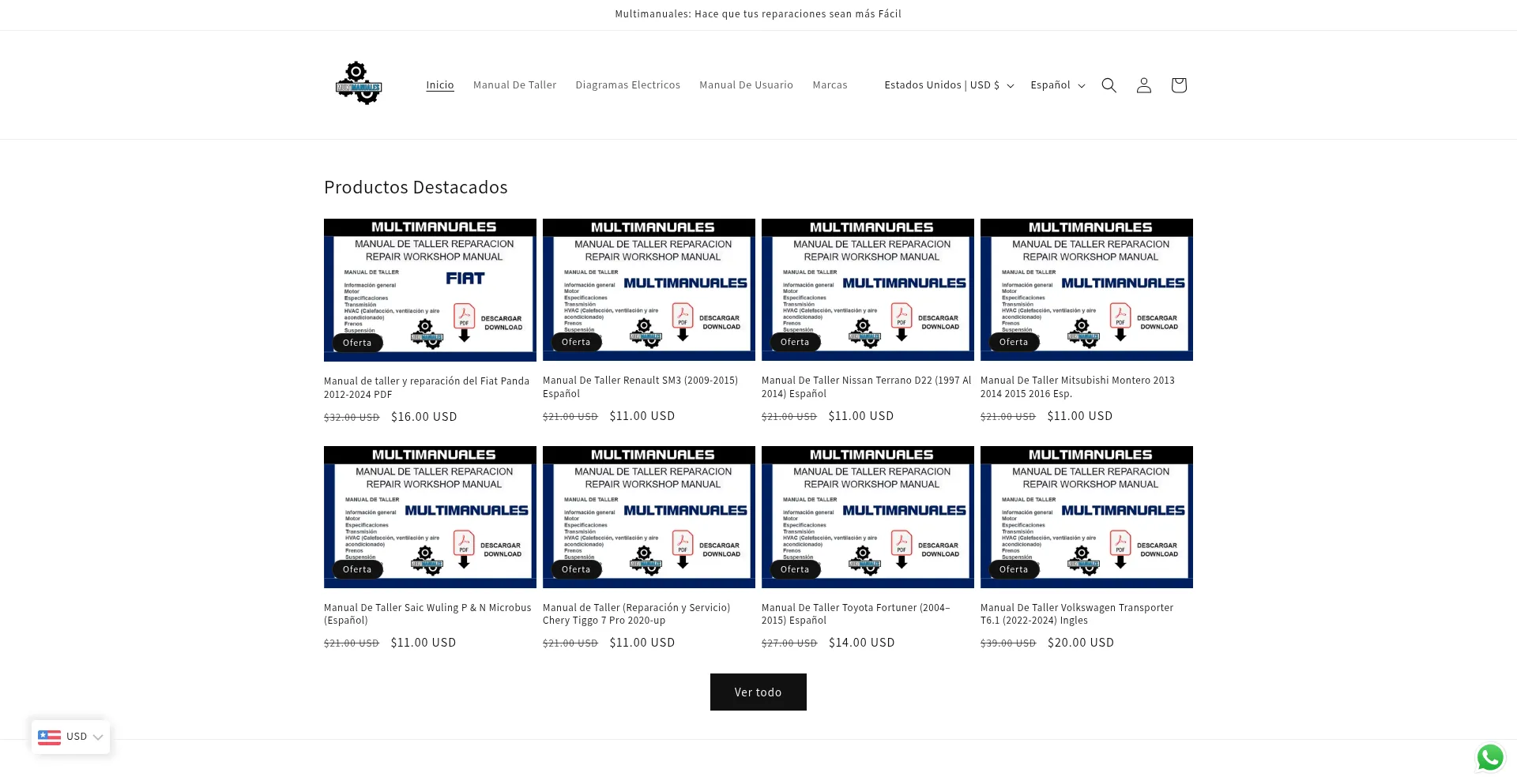 Website screenshot of Multimanuales.com