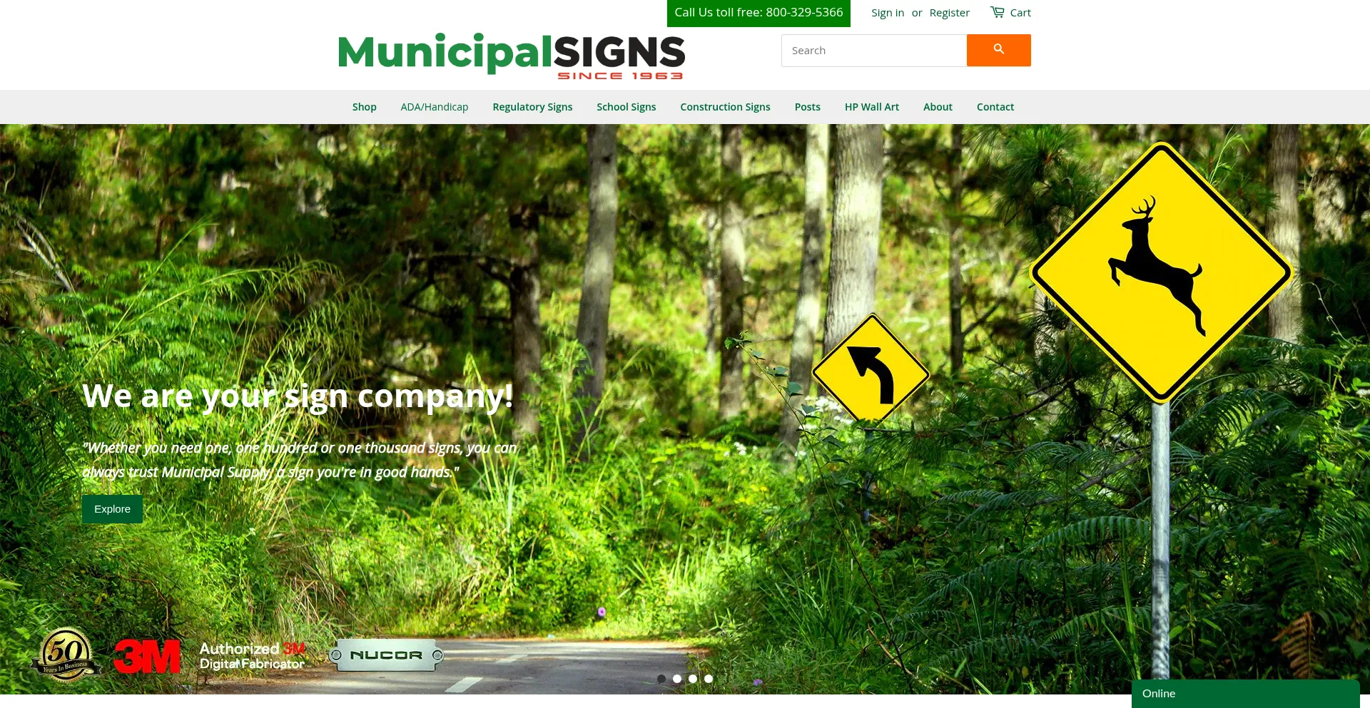 Website screenshot of Municipalsigns.com