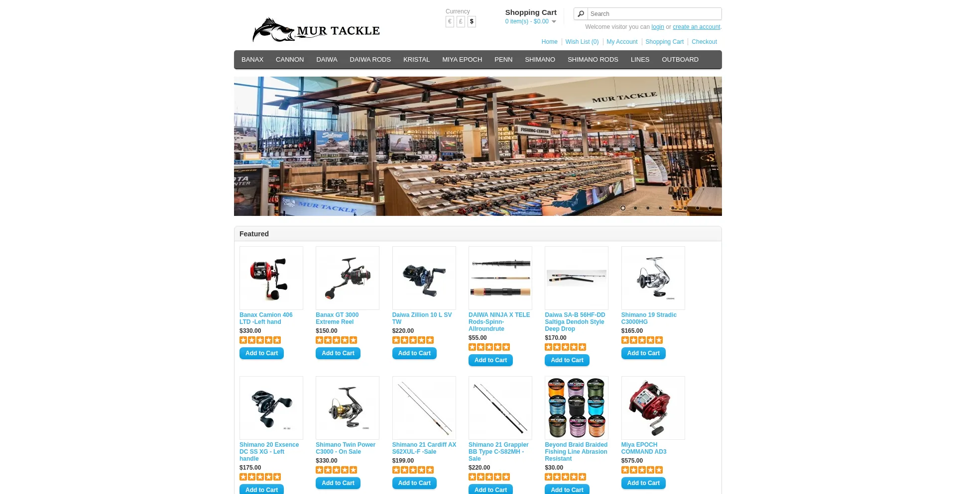 Website screenshot of Murtackleshop.com