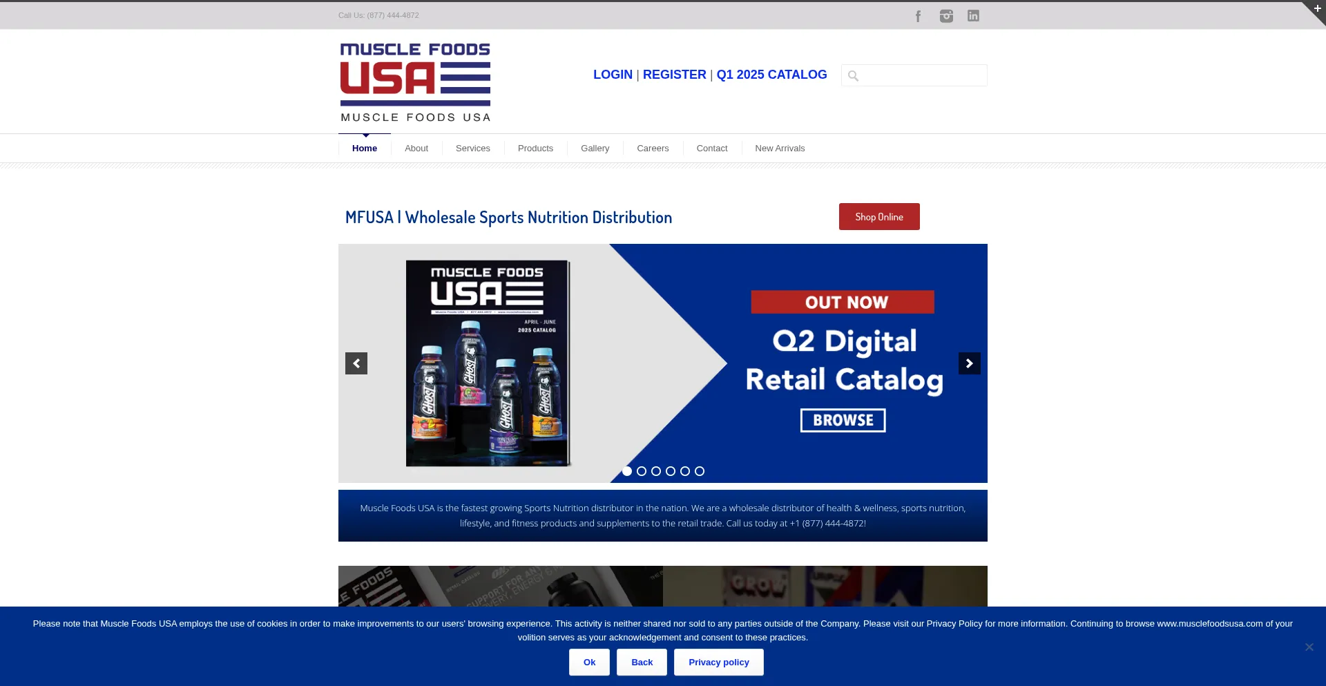 Website screenshot of Musclefoodsusa.com