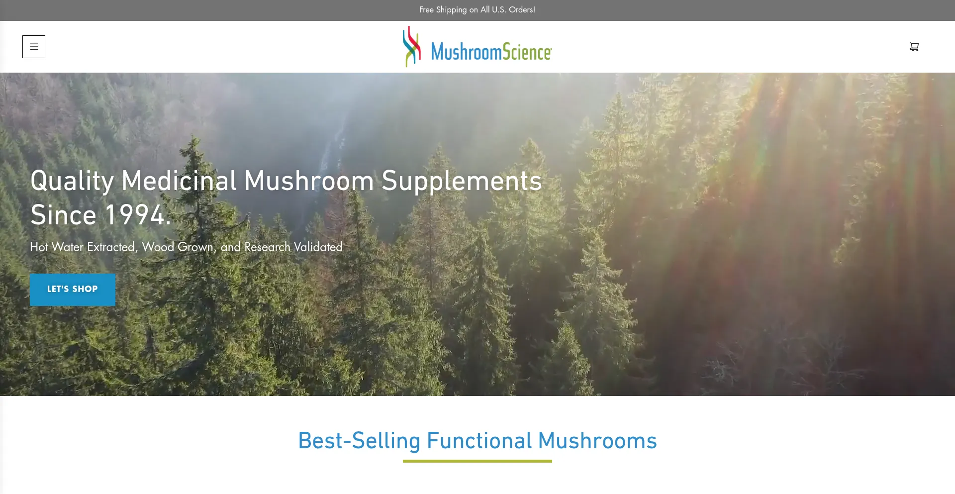 Website screenshot of Mushroomscience.com