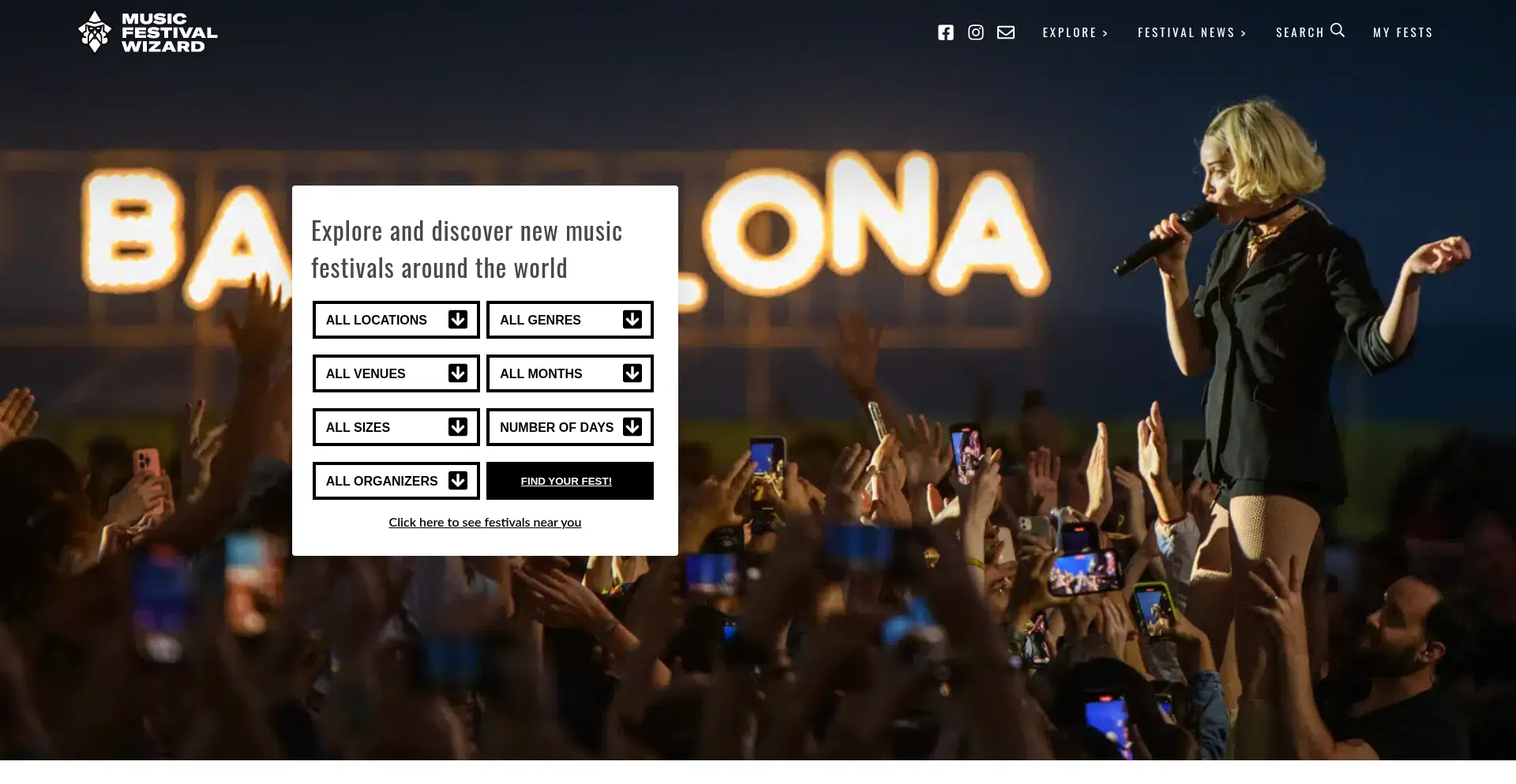 Musicfestivalwizard.com Screenshot